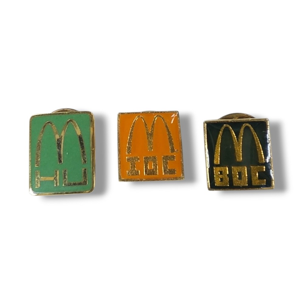 Vintage McDonald's HU, BOC, IOC Gold Metal Lapel Pins Lot Of 3